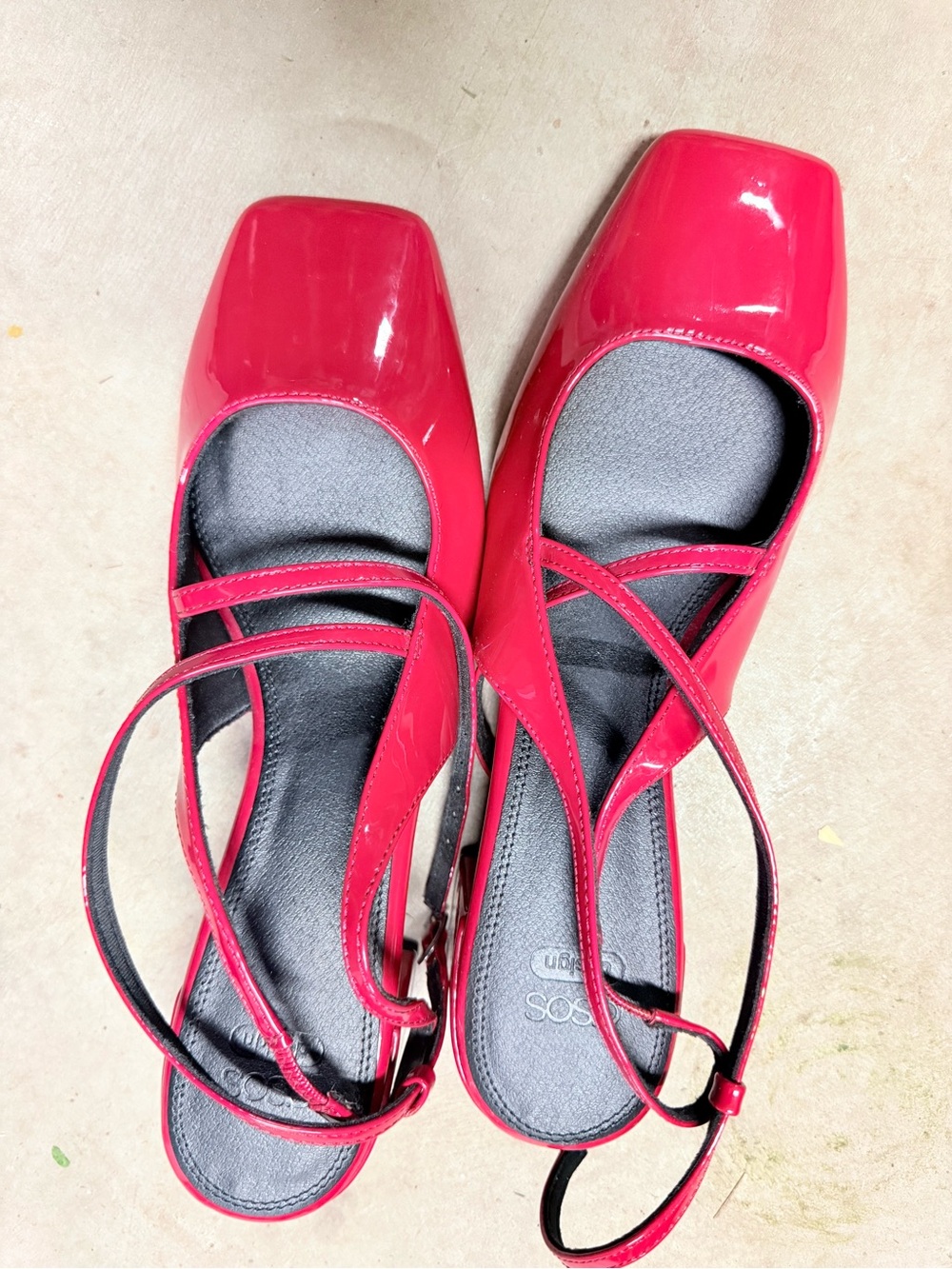 ASOS Red Patent Square-Toe Mary Jane Heels